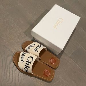 NWT NIB Chloe Woody Sandals, Size 36, White